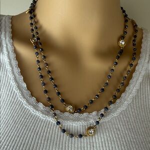Virgins Saints & Angels Precious Grey Blue Sapphire 4mm Wrap Necklace NWT